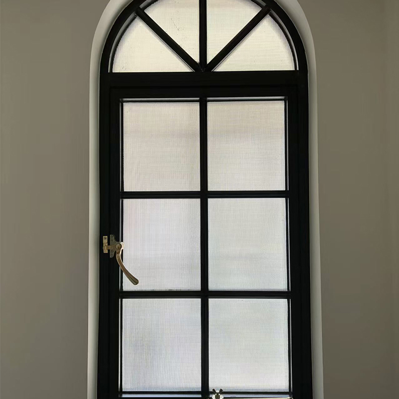Ventana de aluminio con rotura de puente térmico, estilo retro francés, arqueada, serie 60 1