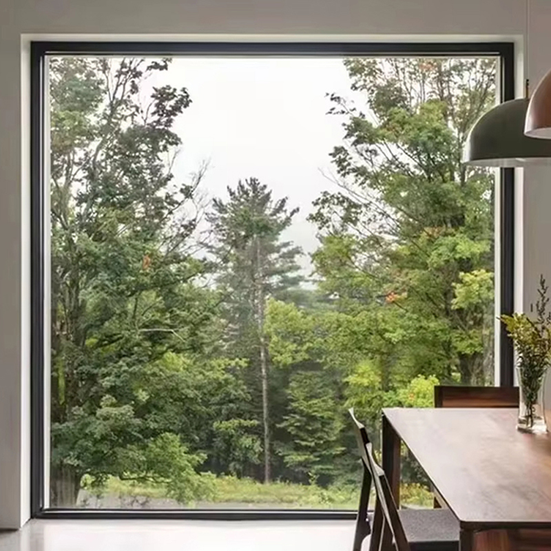 Ventana fija de aluminio de gran formato con vista panorámica. 5