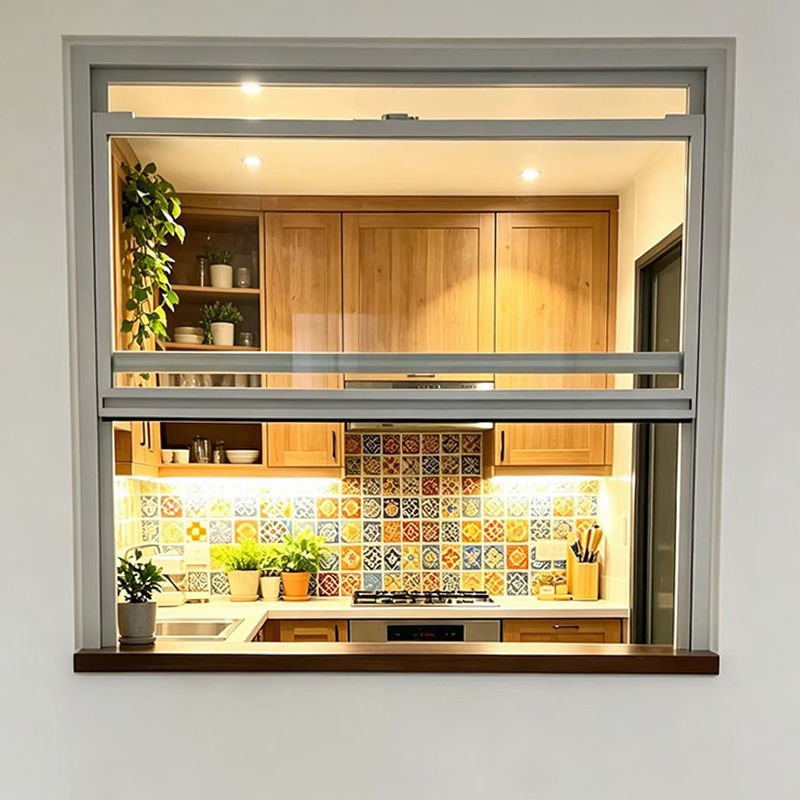Ventana corredera vertical de aluminio de deslizamiento suave 2