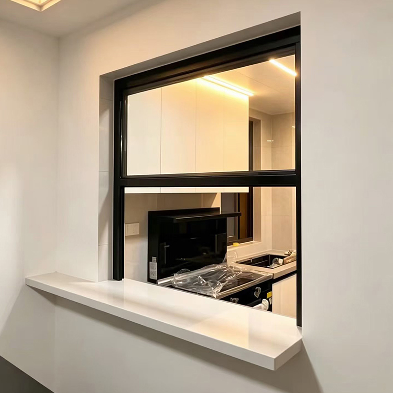 Ventana corredera vertical de aluminio de deslizamiento suave 6