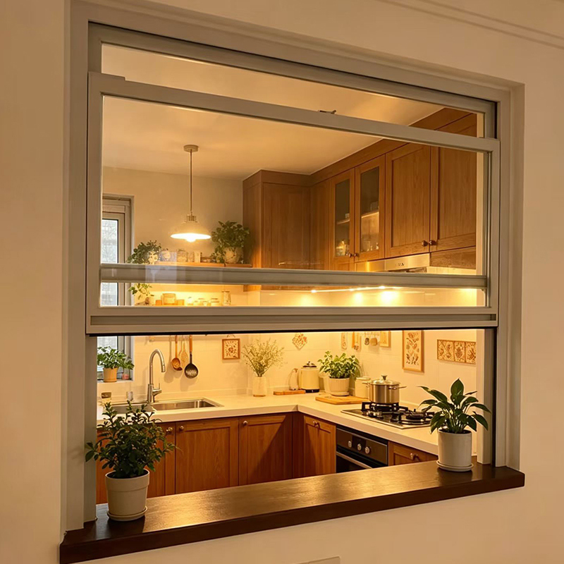 Ventana corredera vertical de aluminio de deslizamiento suave 3