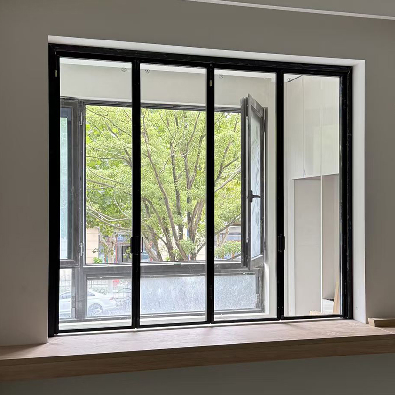 Ventana plegable de aluminio con marco estrecho y perfiles delgados. 4