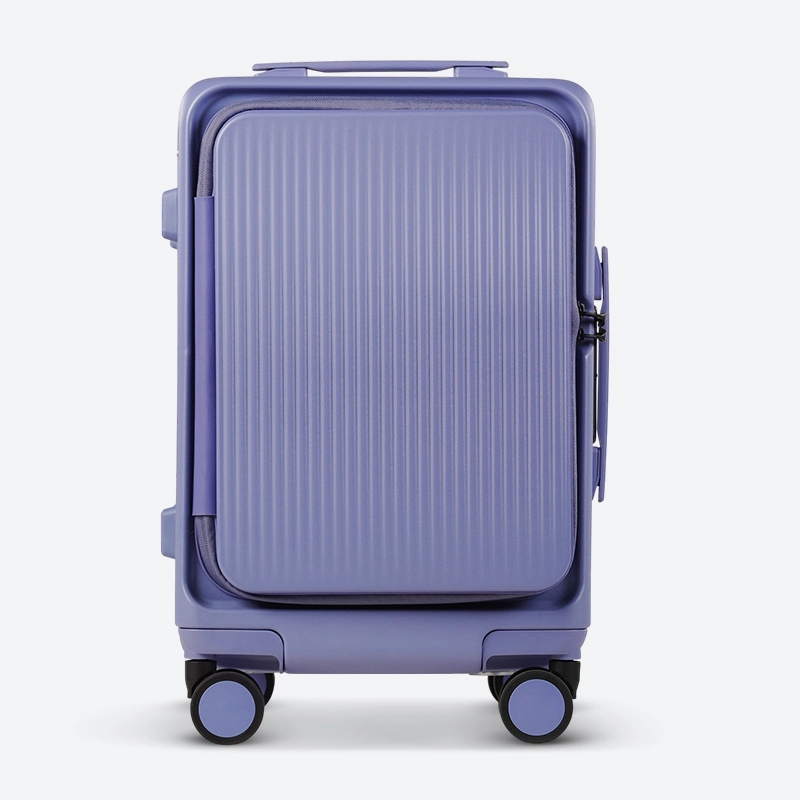 Custom 20/24/28 inch Premium Slim Aluminum Frame Hard Shell Luggage DL-2857-1, Front Zipper Opening Deep Barrel Large-Capacity Travel Suitcase, Customizable Rear Cup Holder, Manufacturer Damao-shine 1