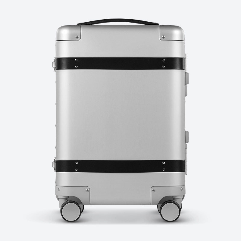 Custom 20/24/28 inch Full Aluminum Magnesium Alloy Luggage AL-1003 Premium Hard Shell Suitcase with Dual Version Customization (Metal Strap & Luxury Leather Edition) Manufacturer Damao-shine 1