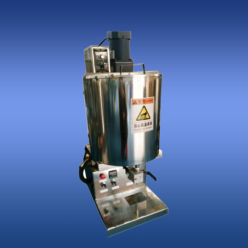 Front view of tabletop lip balm filling machine with mixing tank 2