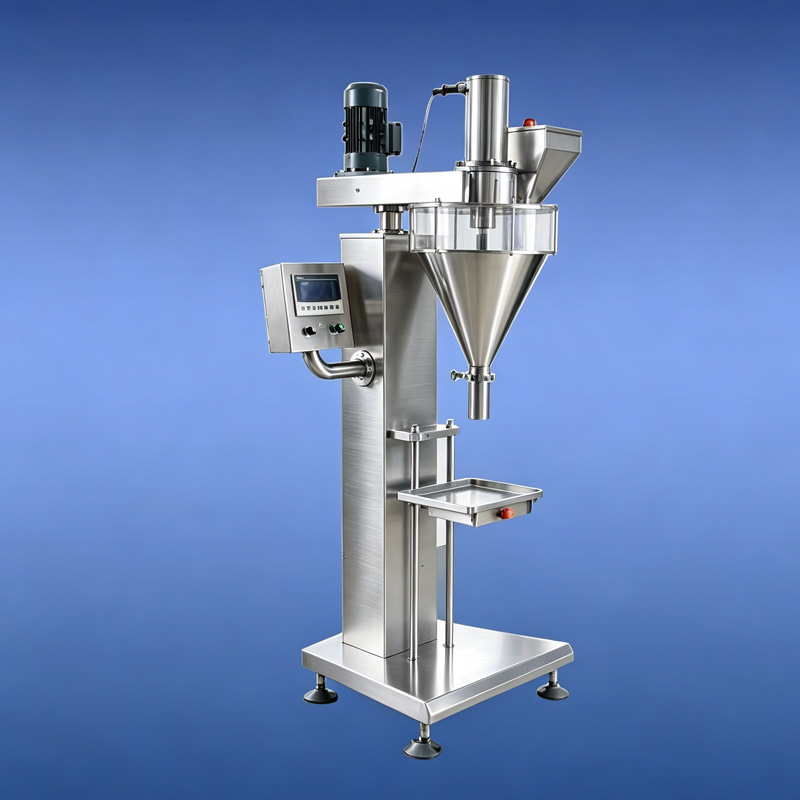 Beyer semi-automatic loose powder filling machine for cosmetic face powder, alternate product view