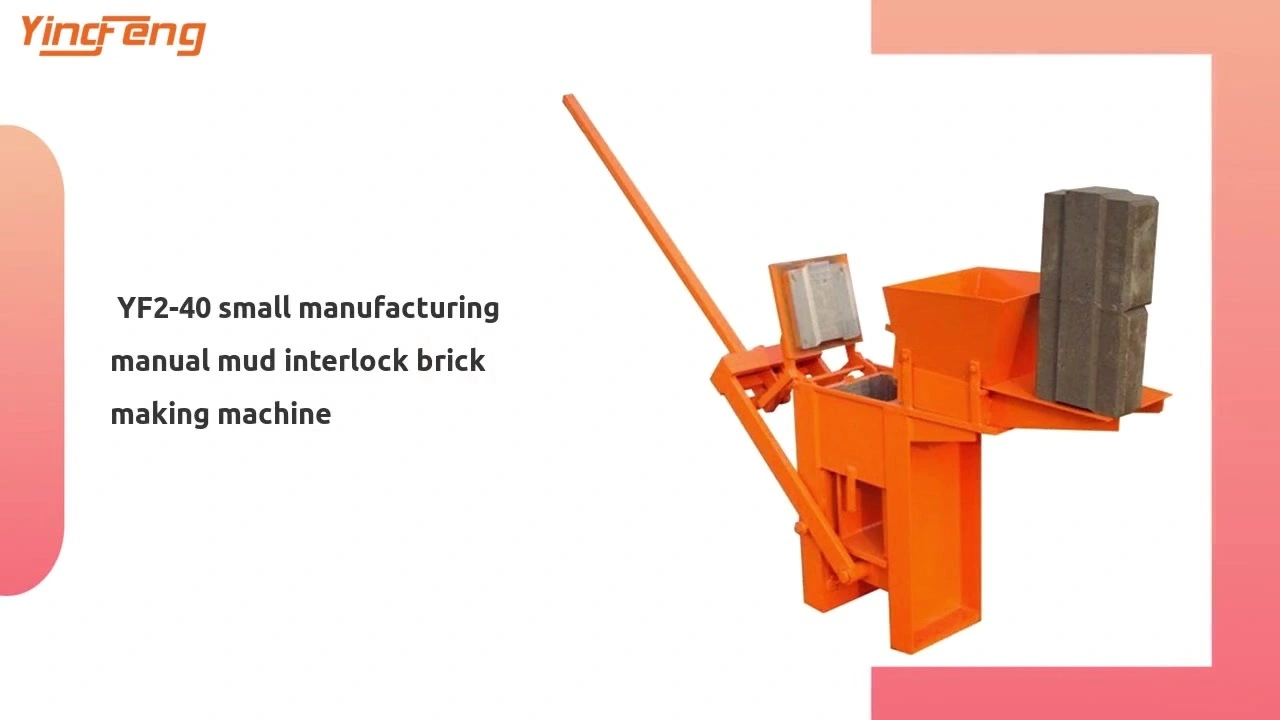 YF2-40 small manufacturing manual mud interlock brick making machine 1