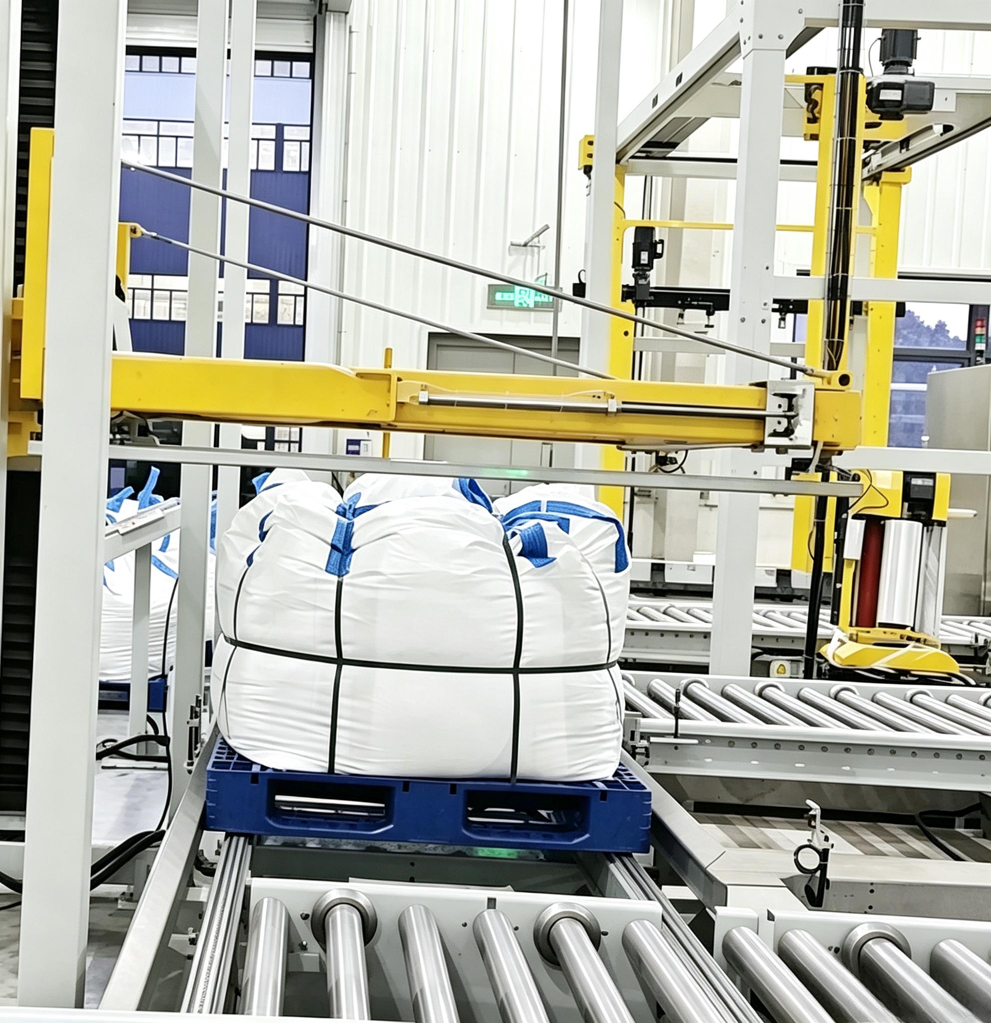 Jumbo bag horizontal ring strapping station, automatic circumferential PET band wrapping for FIBC bulk bag