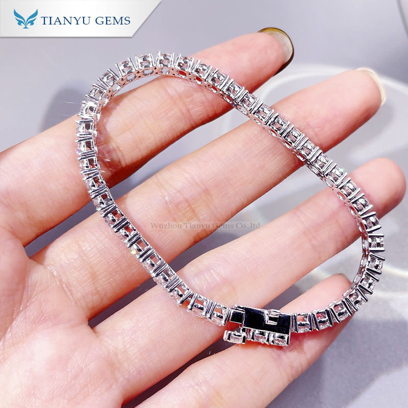 Tianyu Gems Lab Grown Diamond Bracelet 4mm Custom Women Lab Tennis Bracelet 4