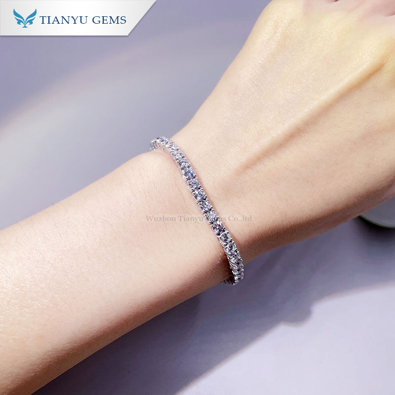 Tianyu Gems Lab Grown Diamond Bracelet 4mm Custom Women Lab Tennis Bracelet 5
