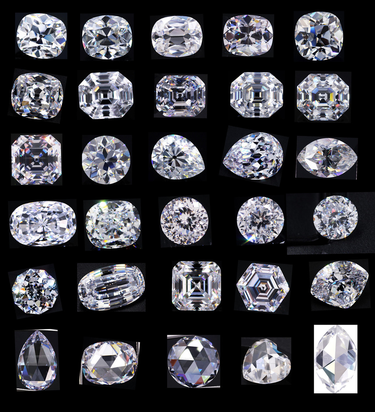 Tianyu gems 1.5ct D vvs pear shape double face rose cutting moissanite loose gemstone 10