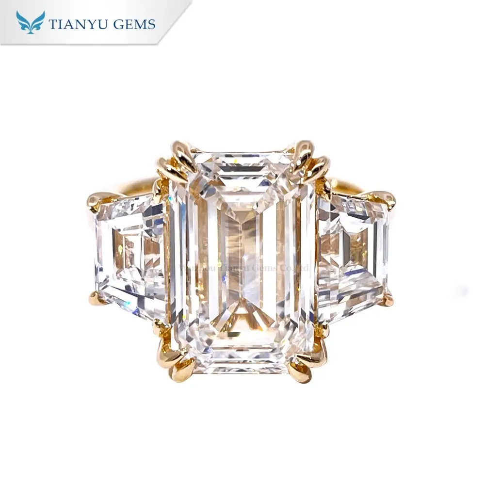 톈위 젬스 쓰리 스톤 약혼 반지, 랩 다이아몬드 반지 (옐로우 골드) 1