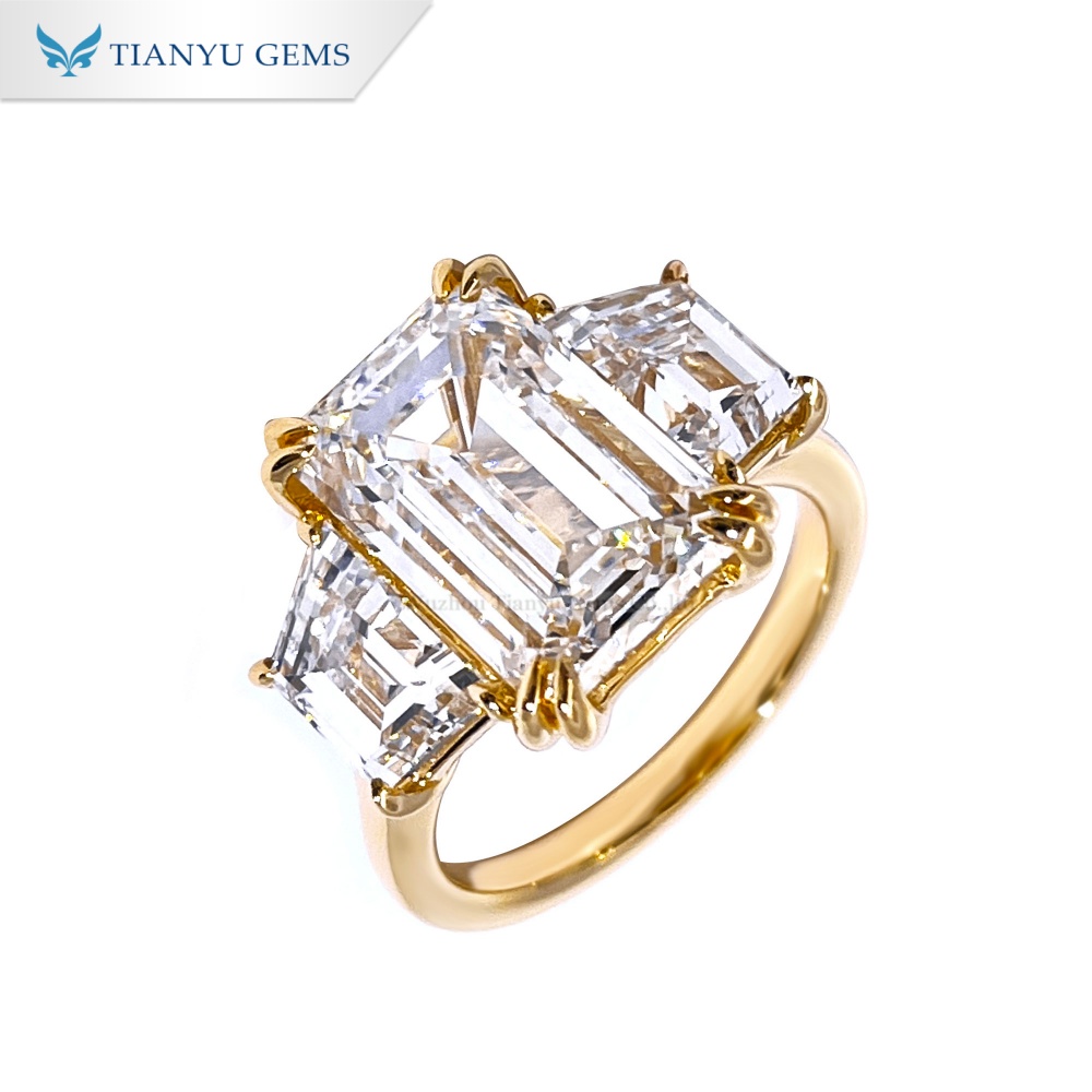 톈위 젬스 쓰리 스톤 약혼 반지, 랩 다이아몬드 반지 (옐로우 골드) 5