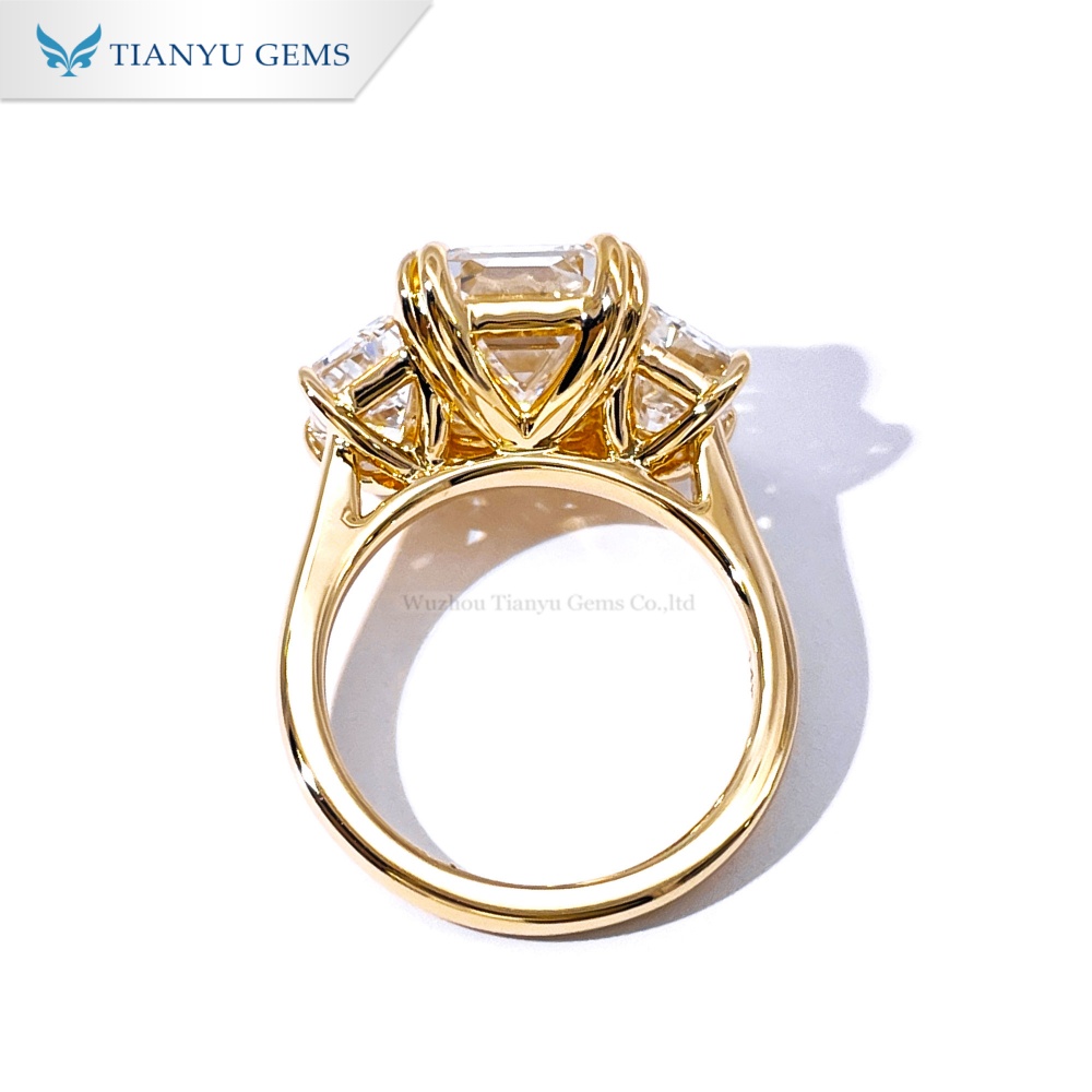 톈위 젬스 쓰리 스톤 약혼 반지, 랩 다이아몬드 반지 (옐로우 골드) 6