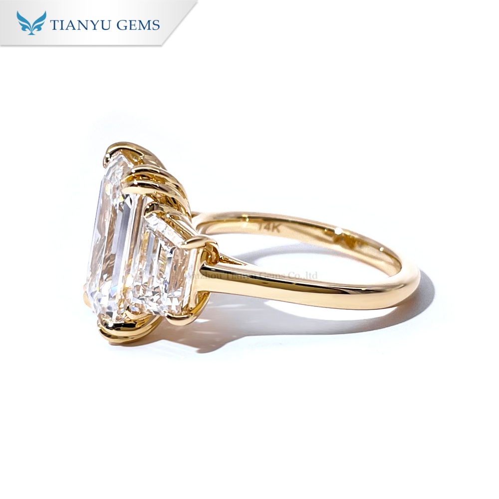 톈위 젬스 쓰리 스톤 약혼 반지, 랩 다이아몬드 반지 (옐로우 골드) 3