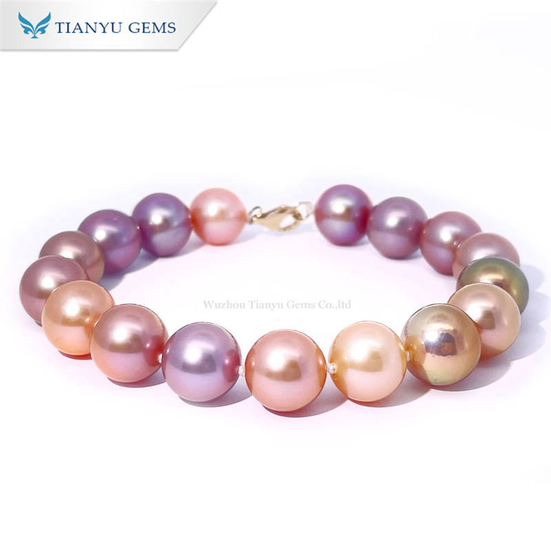 Tianyu Gems Colorful Pearl Bracelet 14k Yellow Gold Women's Bracelet 7