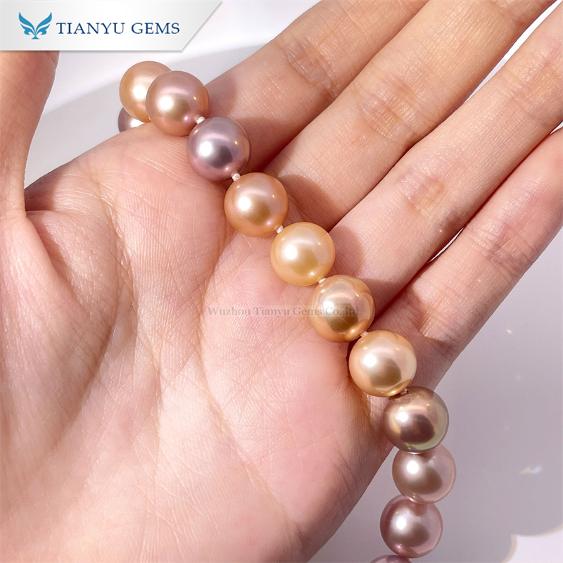 Tianyu Gems Colorful Pearl Bracelet 14k Yellow Gold Women's Bracelet 5
