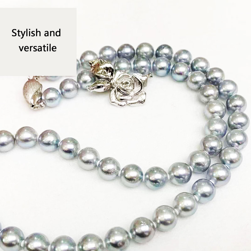 Tianyu Gems 7.5-8mm Akoya Saltwater Pearls Fashion Necklace Rose Clasp Necklace 2