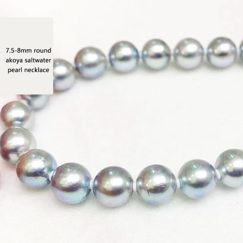Tianyu Gems 7.5-8mm Akoya Saltwater Pearls Fashion Necklace Rose Clasp Necklace 5