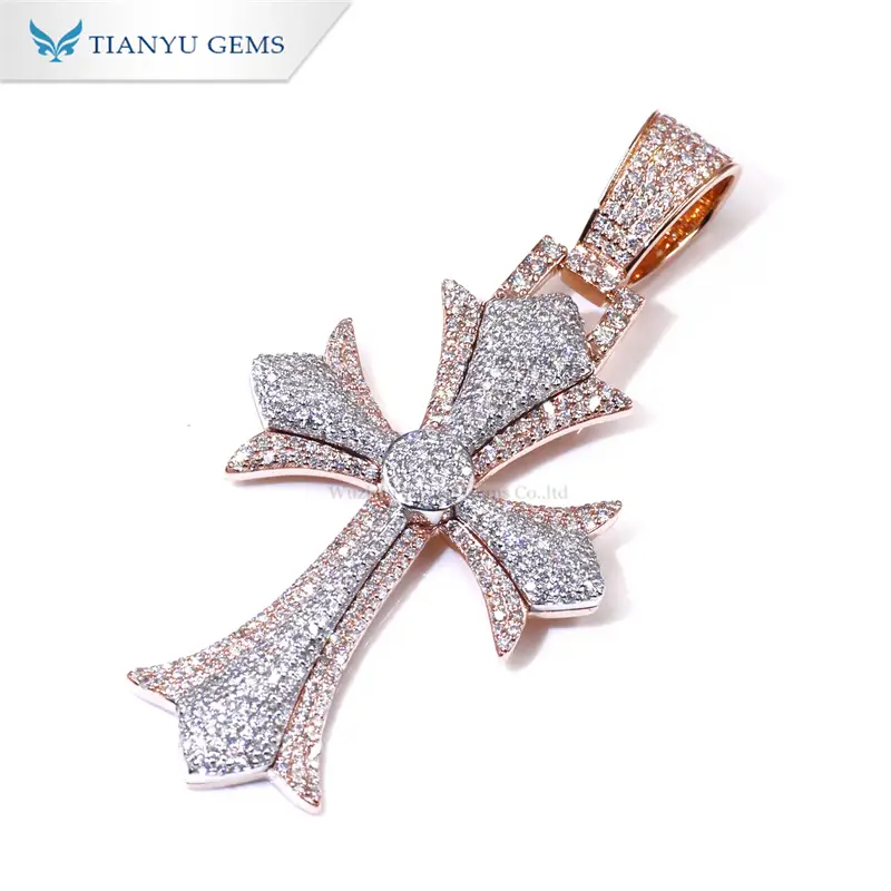 Tianyu gems rose gold moissanite necklace 14k/18k Hip hop necklace pendant 1