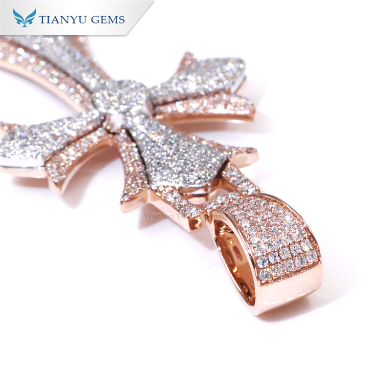 Tianyu gems rose gold moissanite necklace 14k/18k Hip hop necklace pendant 3