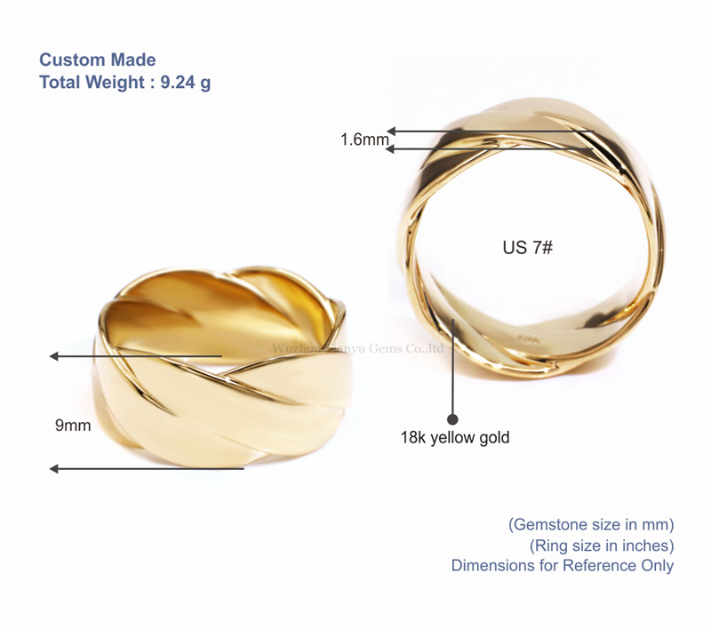 Tianyu Gems Crossover Design Wedding Band Mens Yellow Gold Ring 18k 5