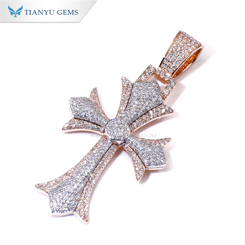 Tianyu gems rose gold moissanite necklace 14k/18k Hip hop necklace pendant 2