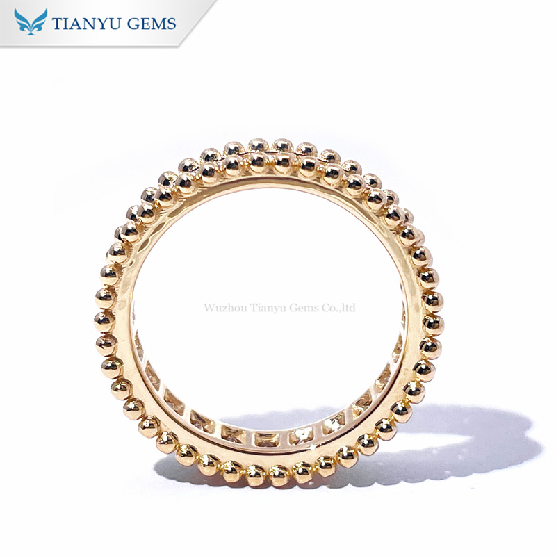 Tianyu Gems 18k Yellow Gold Round Moissanite Wedding Band Ring 6