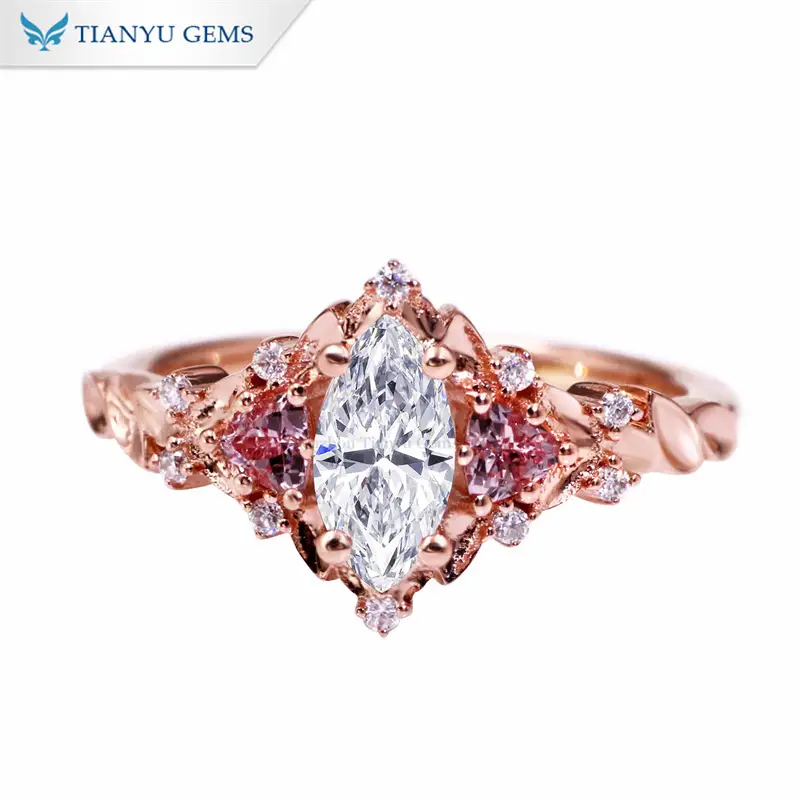 Tianyu Gems 14k Marquise Rose Gold Ring Moissanite Diamond Engagement Ring 1