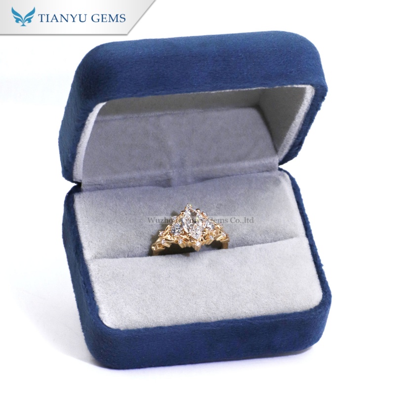 Tianyu Gems Marquise Cut Lab Grown Diamond Ring 14k Yellow Gold Engagement Ring 7