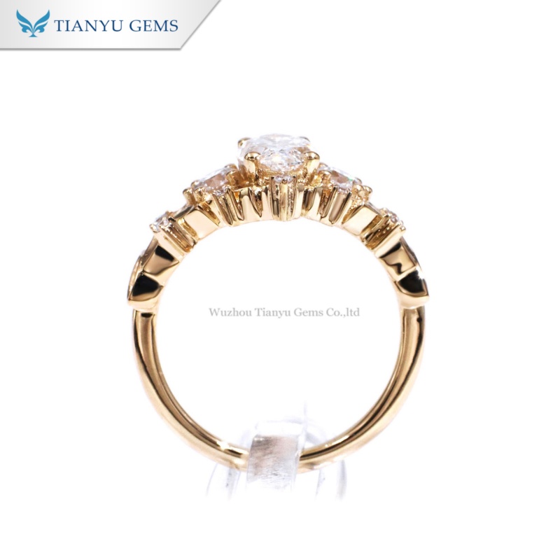 Tianyu Gems Marquise Cut Lab Grown Diamond Ring 14k Yellow Gold Engagement Ring 3