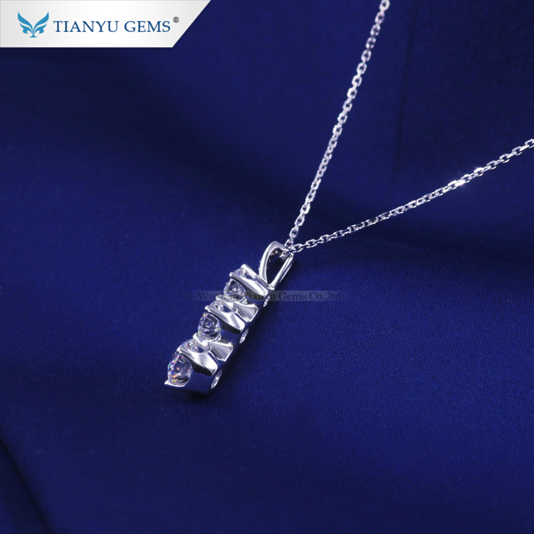 Tianyu gems 14k 18k white gold 3 pieces moissanite diamond chain necklace pendant 14