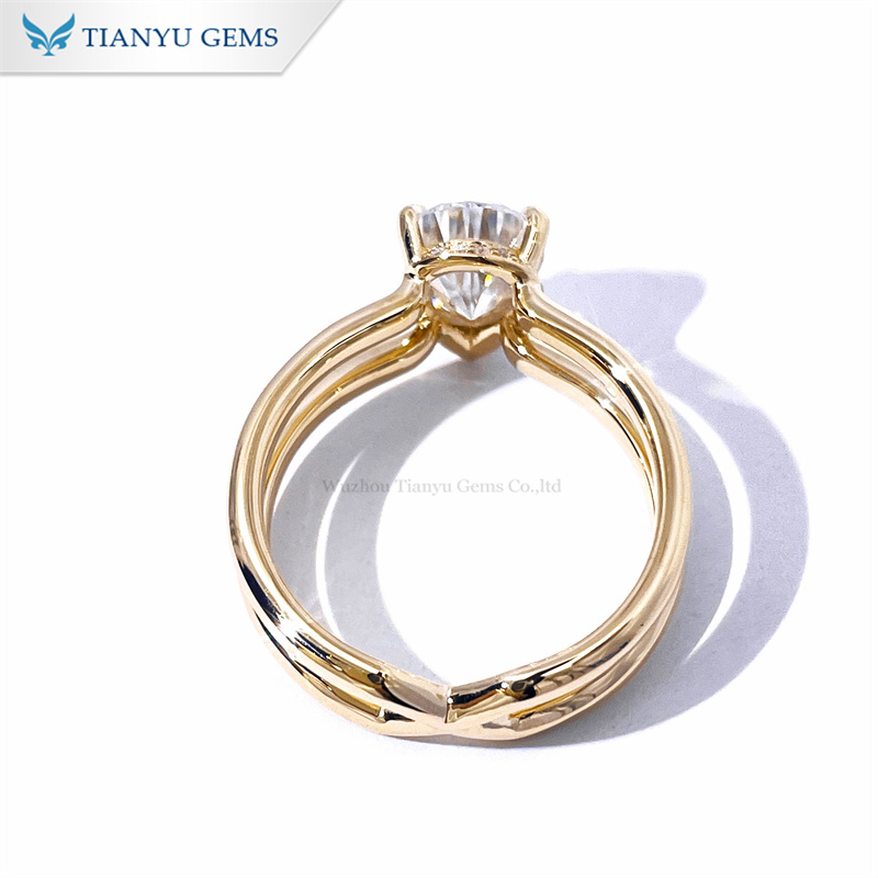 Tianyu Gems Pear Cut Engagement Ring Solitaire Moissanite Gold Wedding Ring 6