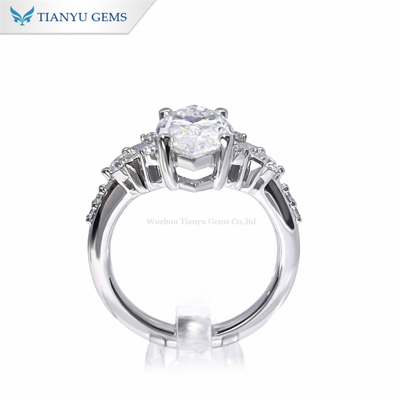 Tianyu Gems Marquise Wedding Ring Set Pt950 Moissanite Dimond Ring 3