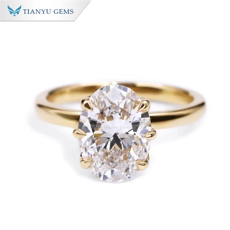 Tianyu Gems Lab Grown Diamond Ring Yellow Gold Oval Engagement Ring 1