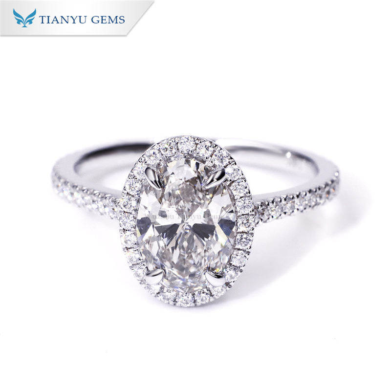 Tianyu Gems 14 Kt white gold ring with a 1.57 carat I color VS2 clarity Oval shape lab grown diamond 3