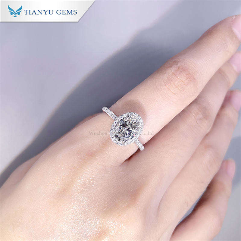 Tianyu Gems 14 Kt white gold ring with a 1.57 carat I color VS2 clarity Oval shape lab grown diamond 4