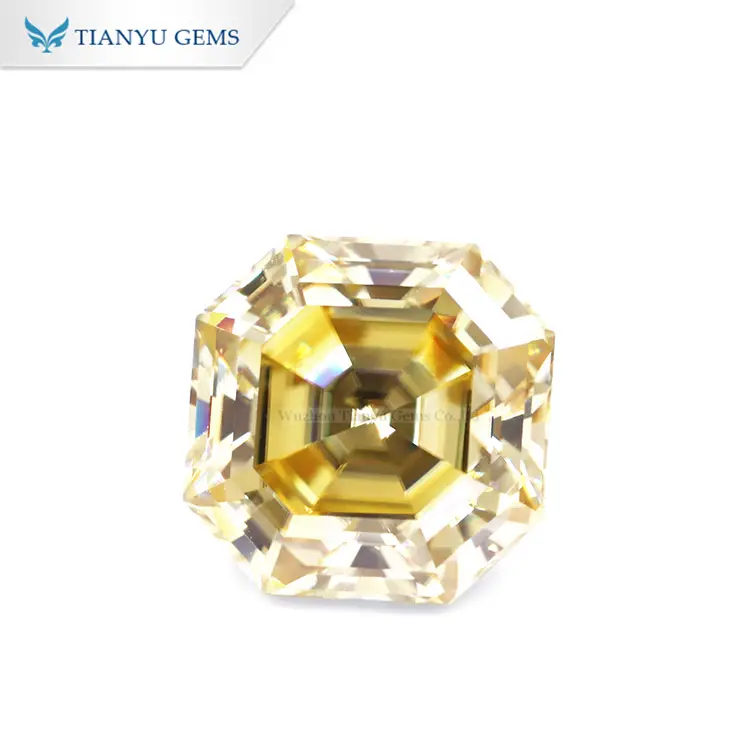 Tianyu gems asscher cut moissanite diamonds customized size and cutting yellow moissanite 1