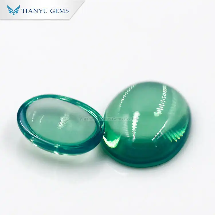 #004 Opal Green Oval Cabochon Cut Synthetic Gemston Nanosital 1