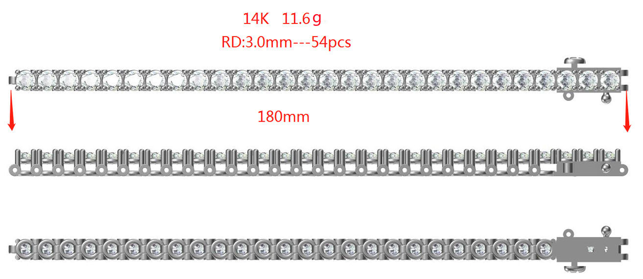 14k White God Moissanite Tennis Bracelet 8