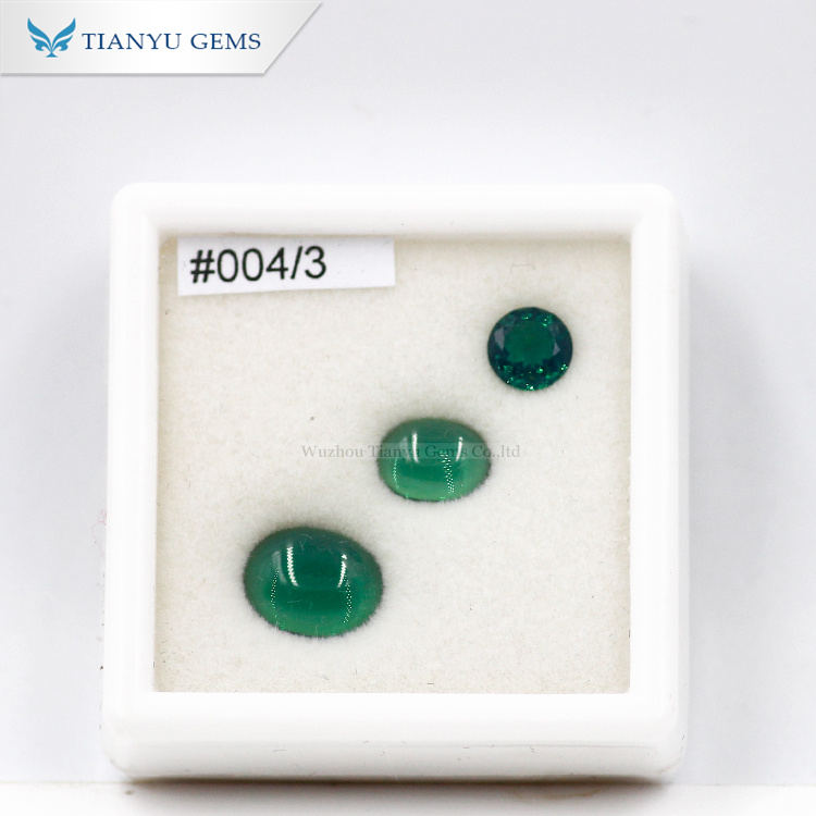 #004 Opal Green Oval Cabochon Cut Synthetic Gemston Nanosital 10