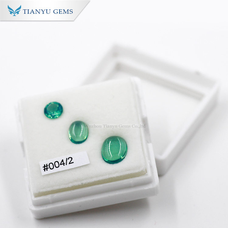 #004 Opal Green Oval Cabochon Cut Synthetic Gemston Nanosital 11