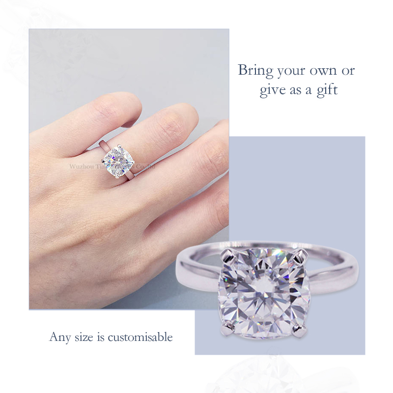 Pt950 4 Prong Cushion Moissanite Diamond Ring Moissanite Jewelry Supplier 9