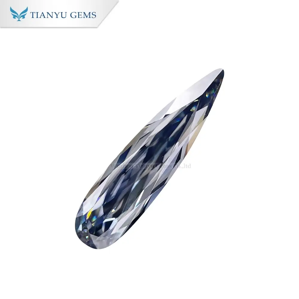 Elongated Pear Shape Grey Moissanite Diamond 1