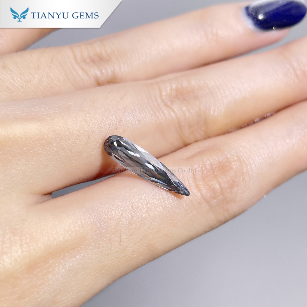 Elongated Pear Shape Grey Moissanite Diamond 6