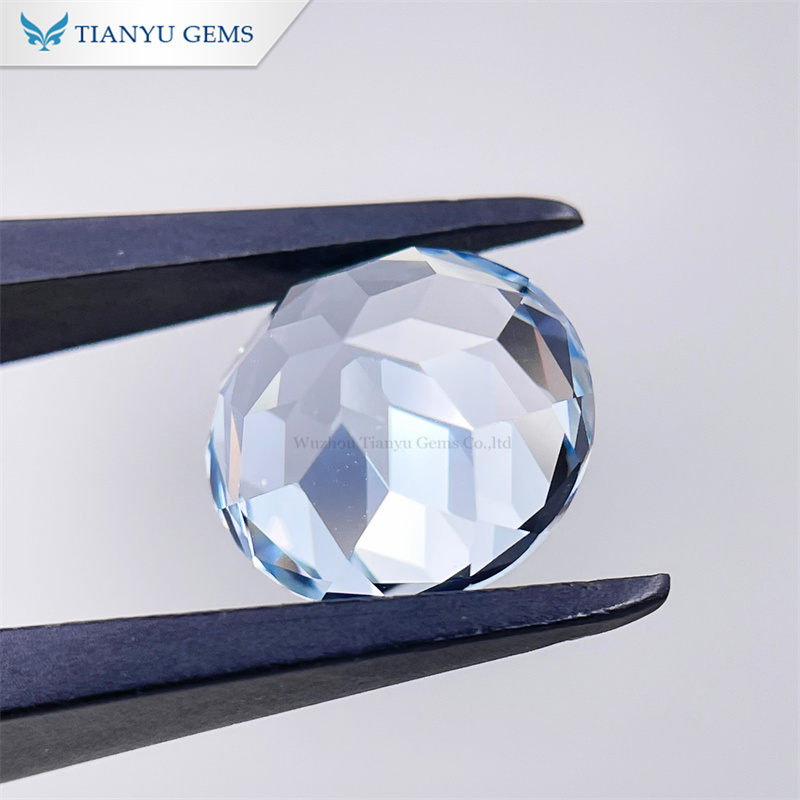 Round Natural Cut Lab Grown Sapphire Aquamarine Gemstone 8