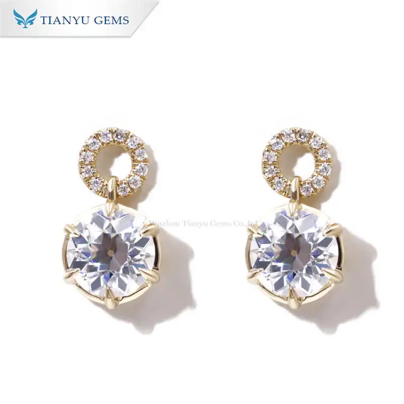 Tianyu Gems wholesale old European cut 7mm DEF color moissanite diamond stud earrings jewelry factory ship direct 1