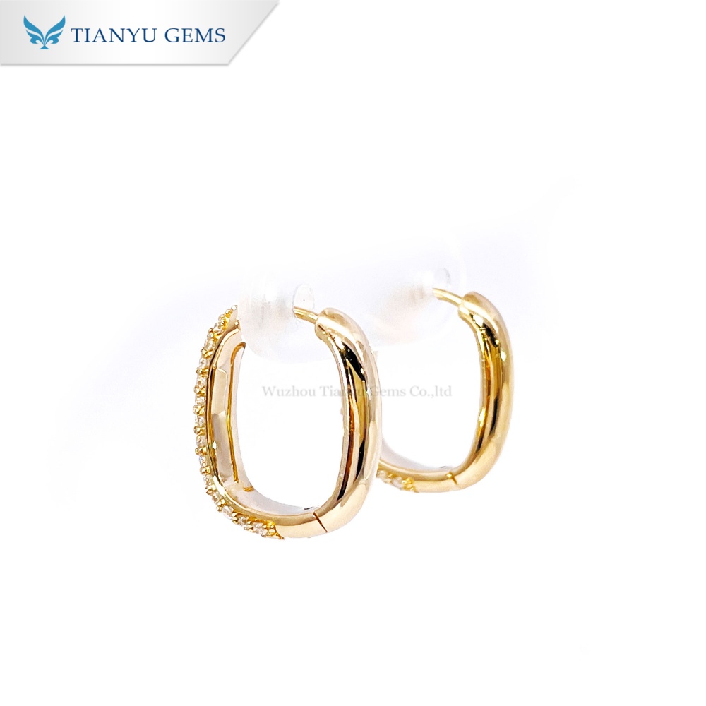 Tianyu Gems  Lab Grown Diamond Hoop Earring For Women 14k Gold 6