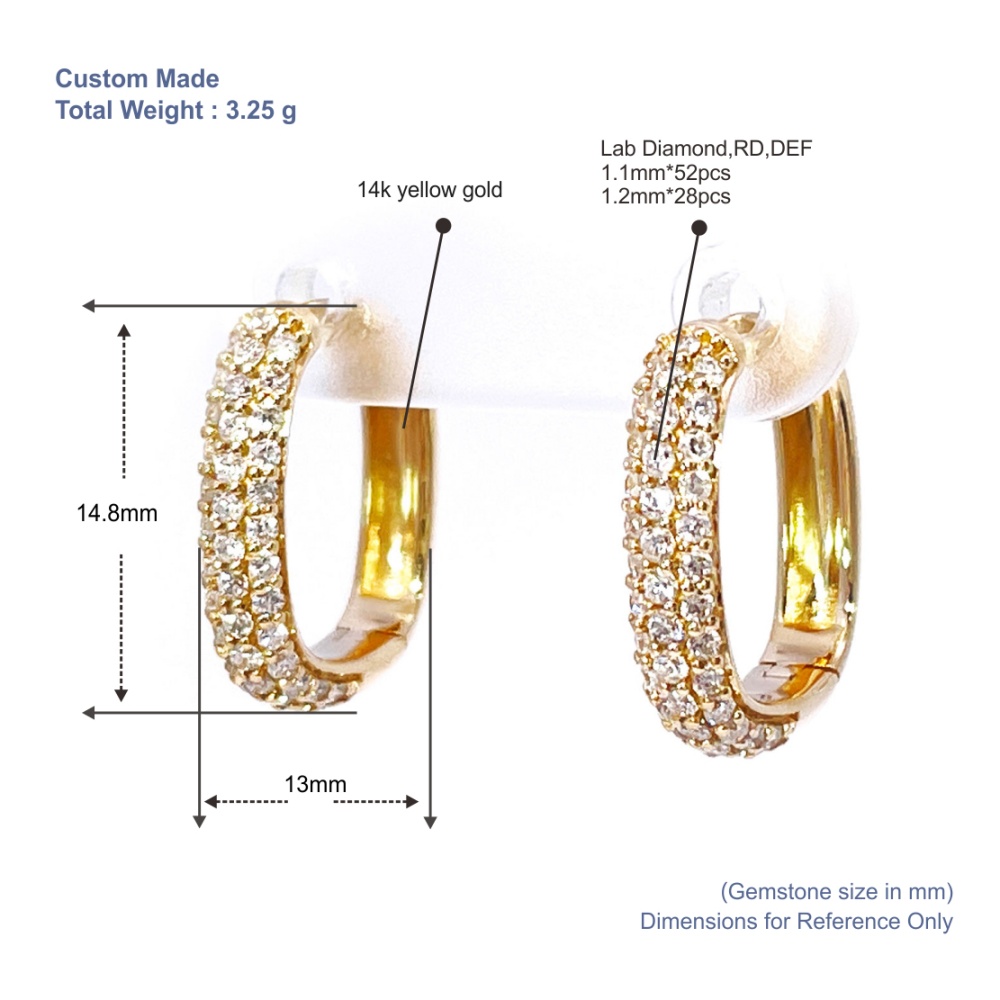 Tianyu Gems  Lab Grown Diamond Hoop Earring For Women 14k Gold 8
