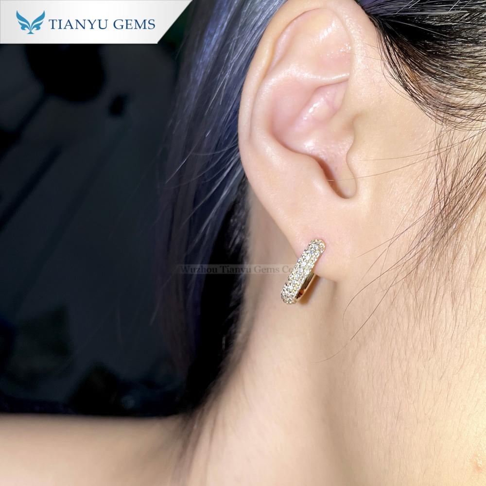 Tianyu Gems  Lab Grown Diamond Hoop Earring For Women 14k Gold 7